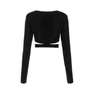 ANDREADAMO Embellished Cut-Out Long Sleeve Top Women BLACK T-Shirts & Tops